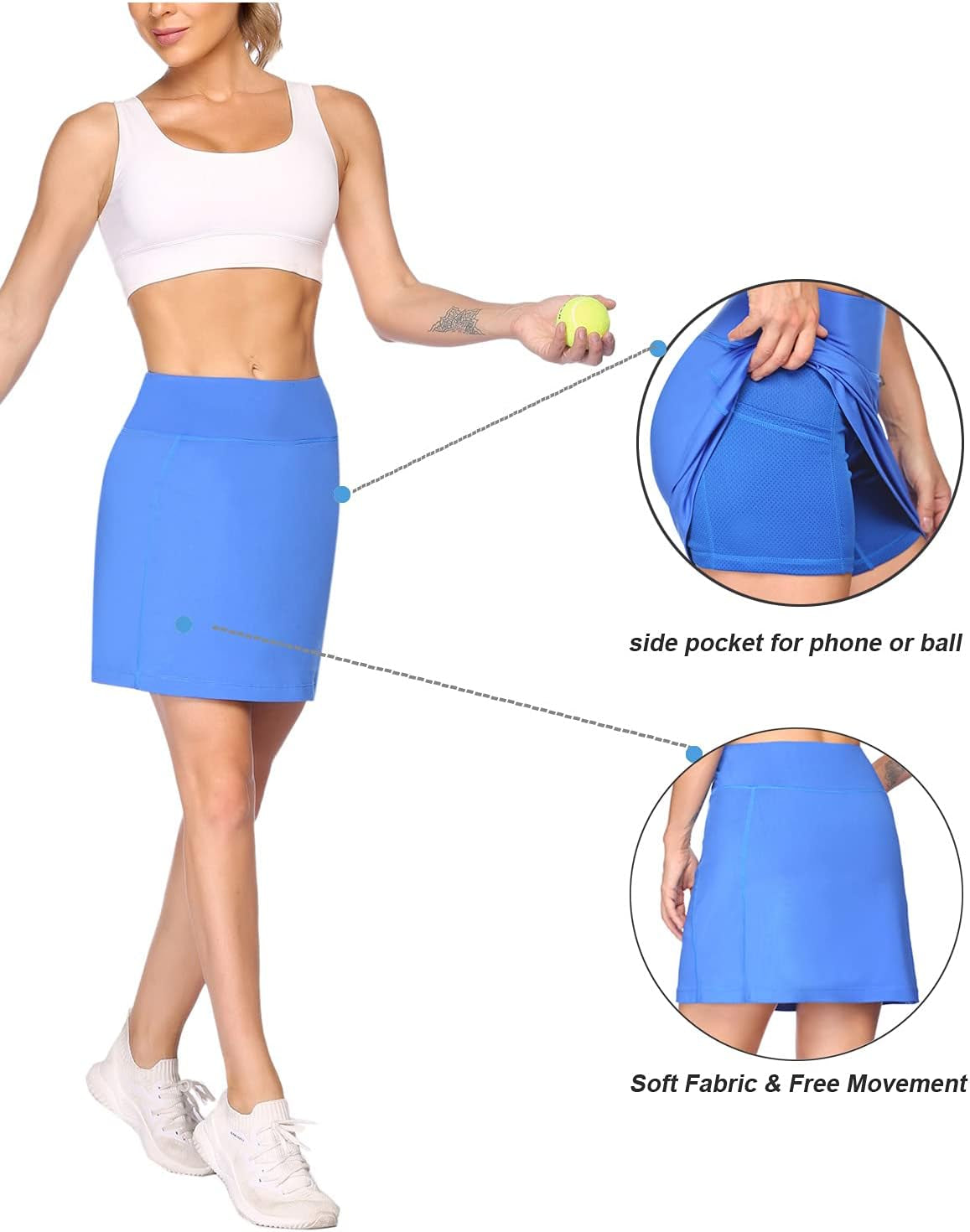 Women'S Tennis Skirt Sports Golf Athletic Skorts High Waisted Sport Running Skorts with Inner Shorts Pockets Navy Blue