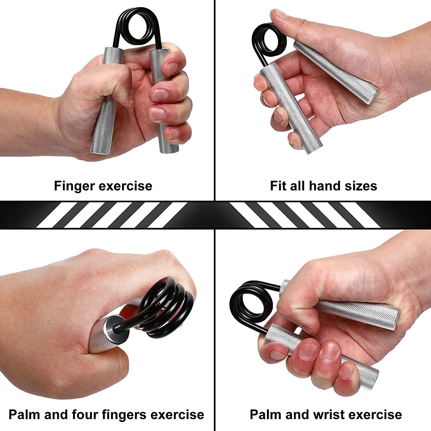 Hand Grip Strengthener Adjustable Hand Gripper,Grip Strength Ring & Stress Relief Ball, Finger Stretcher Resistance,Finger Exerciser,Extensor Bands, for Office Worker