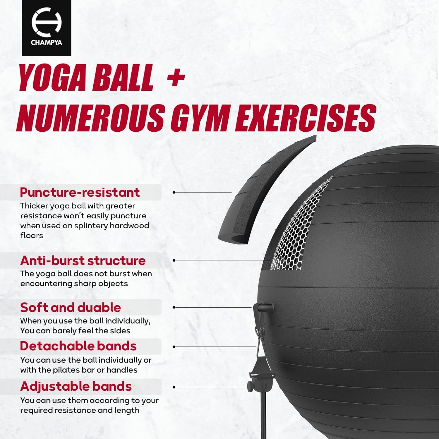 ๐๐๐๐ ๐ฃ๐ฌ๐ ๐๐
๐ฒ๐ฟ๐ฐ๐ถ๐๐ฒ ๐๐ฎ๐น๐น for Working Out 65 Cm - Yoga Ball Chair & Balance Ball for Pregnancy, Birthing Physical Therapy & Chair for Office - Stability Ball & Stainless Steel Pilates Bar for Workout