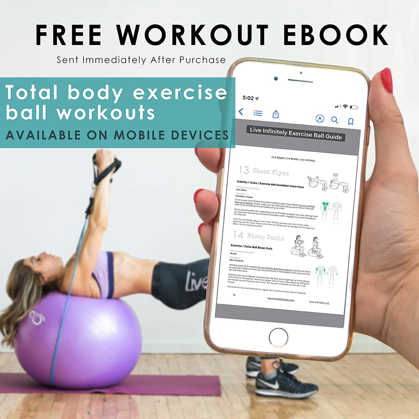 Exercise Ball Extra Thick Workout Pregnancy Ball Chair for Home Workout (Purple, 65Cm)