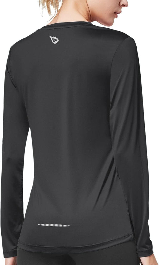Women'S Long Sleeve Running Shirts Quick Dry Athletic Workout Tops