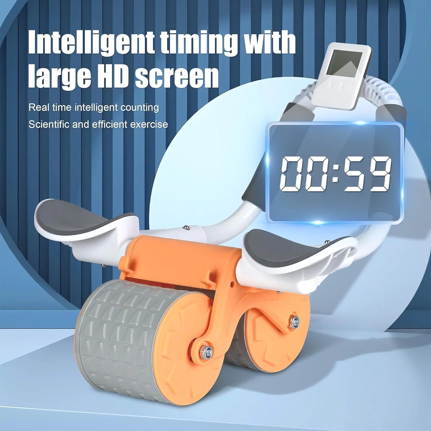 2023 New with Timer Ab Abdominal Exercise Roller Elbow Support, Abs Roller Wheel Core Exercise Equipment, Automatic Rebound Abdominal Wheel(Black)