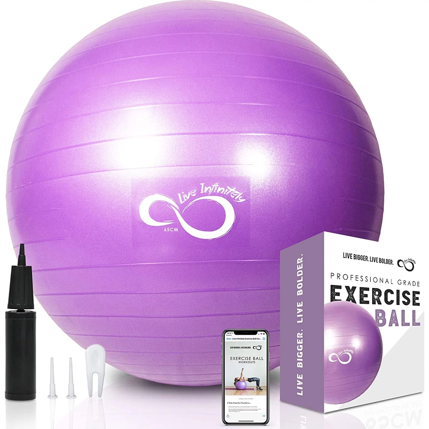 Exercise Ball Extra Thick Workout Pregnancy Ball Chair for Home Workout (Purple, 65Cm)