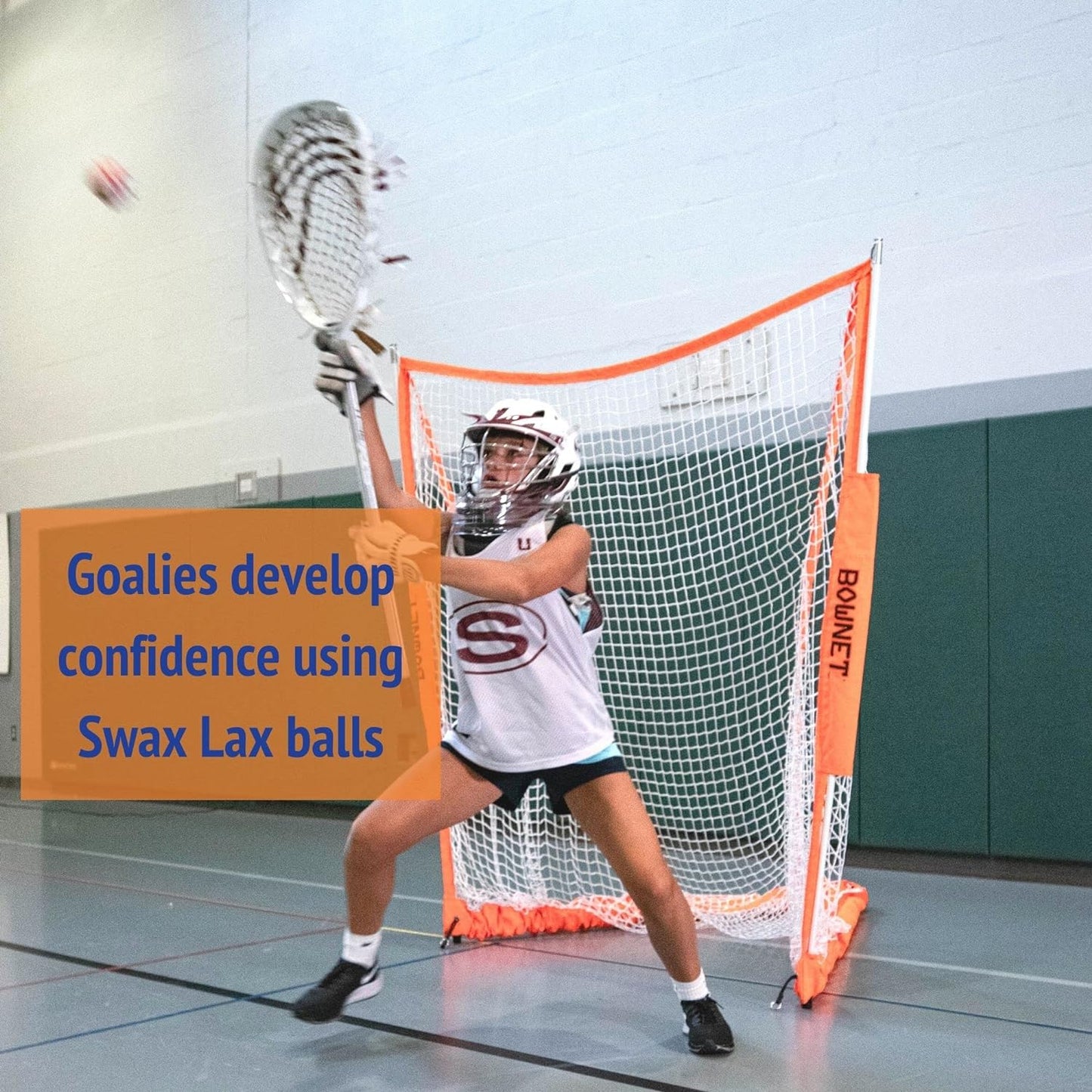 Lacrosse Training Ball - Same Size & Weight as Regulation Lacrosse Ball but Soft - Indoor Outdoor Practice Ball with Less Bounce & Reduced Rebounds (One Orange Lax Sticks)