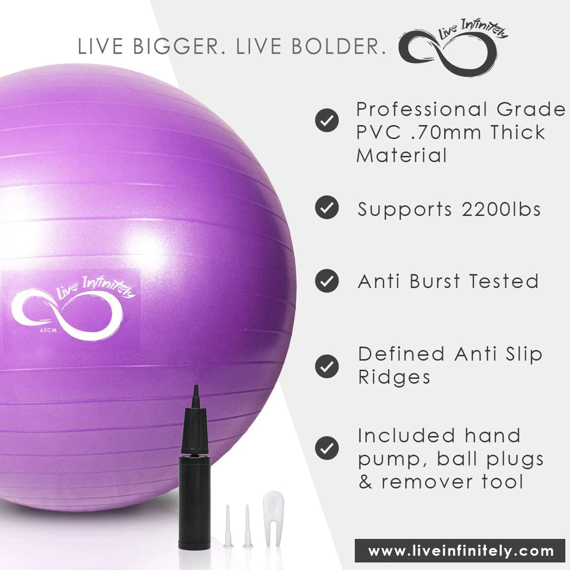 Exercise Ball Extra Thick Workout Pregnancy Ball Chair for Home Workout (Purple, 65Cm)