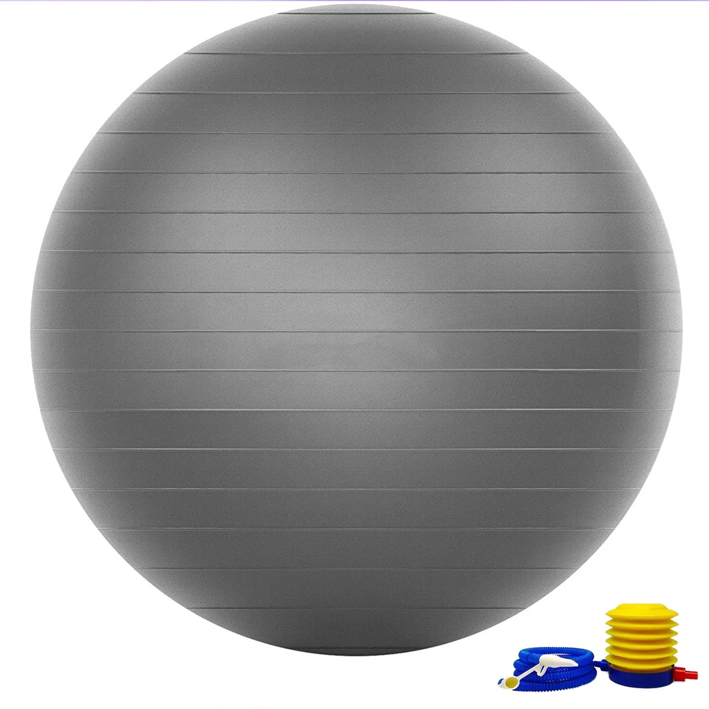 Exercise Ball Extra Thick Yoga Ball Chair, (25.6 In. Silver) Heavy Duty Stability Ball Supports 397 Lbs., Birthing Ball with Quick Pump (Office & Home & Gym)