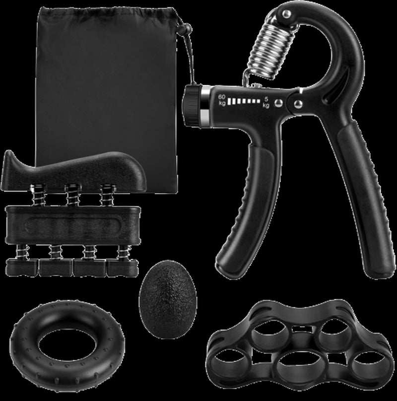 Hand Grip Strength Power Trainer Adjustable 5 in 1 Gripper Strengthener Set