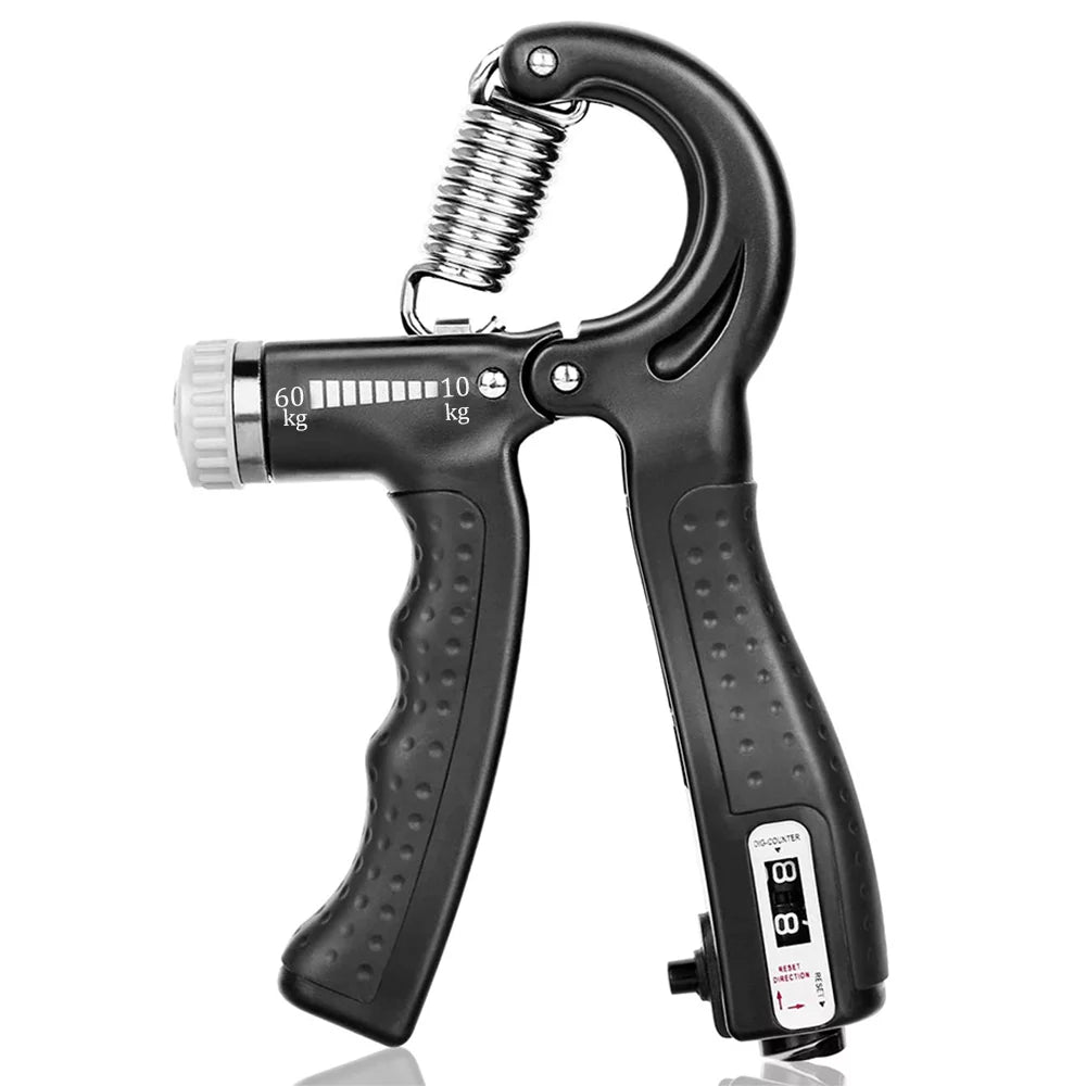Hand Grip Strengthener Exerciser Adjustable Strength Workout Grip Strength Trainer for Exercise Finger Forearm Wrist, Black, Pack of 2